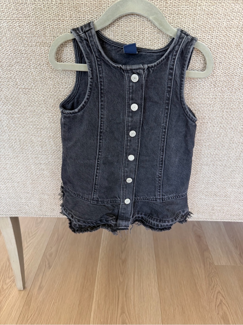 BABY GAP Black Washed Denim Button-Front Tank Dress
